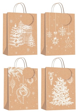 Christmas kraft bag L 26 x 32 x 12 cm