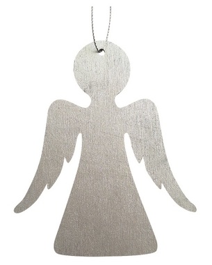 Hanging Wooden Angel Silver 10 cm