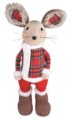 Standing Mouse in Checkered Jumper 39 cm 