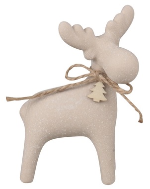 Porcelain Reindeer with Bow 8.5 x 13 x 5 cm cream