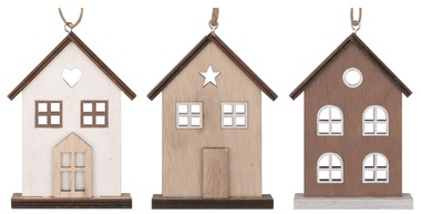 Hanging Wooden House Natural 11 cm 