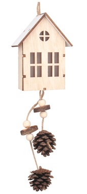 Hanging Wooden House with Cones 7 x 30 x 4 cm