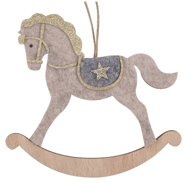 Hanging Felt Horse with Wooden Base 13 x 19 cm 