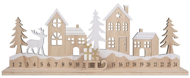 Wooden Advent Calendar with Sledge 40 x 16 x 5 cm 