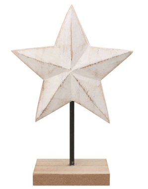 Standing Wooden Star White 11 x 16 cm 