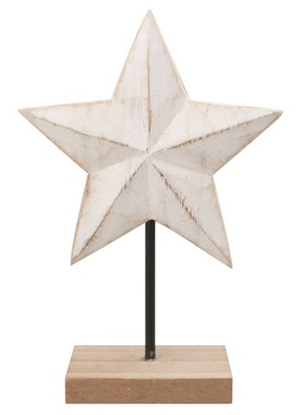 Standing Wooden Star White 15 x 20 cm 