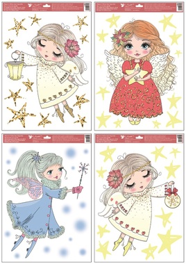 Glitter Window Clings Cute Magic Angels 35 x 50 cm