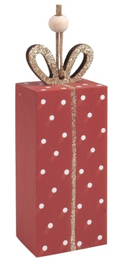 Gift with Polka Dots with Glitter wooden for hanging 4 x 11 cm