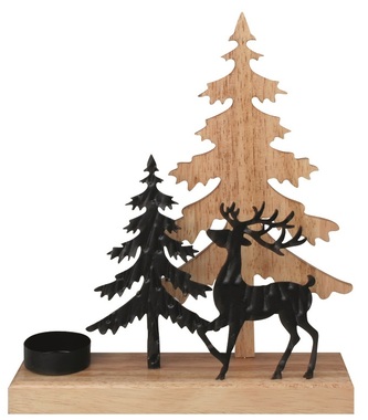 Candle Holder Forest with Deer made of Metal 23 x 24 x 6 cm