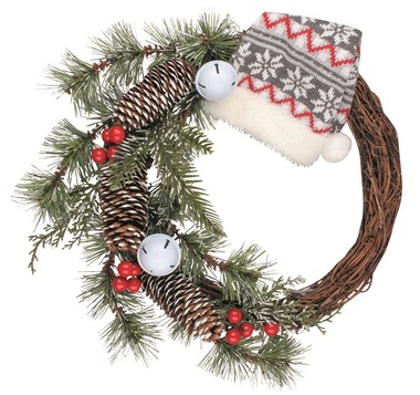 Wreath with Gray Cap Hanging 30 cm