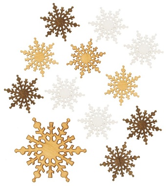 Wooden Snowflakes 4 cm, 12 pcs