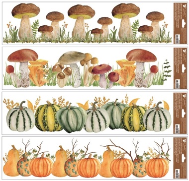 Window Clings Stripes Mushrooms and Pumpkins 64 x 15 cm