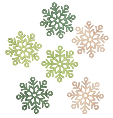 Wooden Snowflakes 6 cm, 6 pcs 