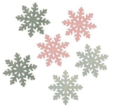 Wooden Snowflakes 6 cm, 6 pcs 