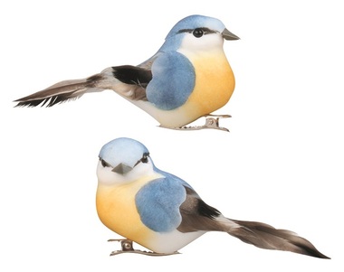 Birds on Clip Blue and Yellow 9 cm, 2 Pcs 