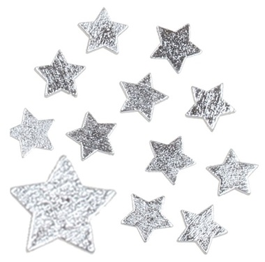 Wooden Star 3,5 cm, 12 pcs, Silver