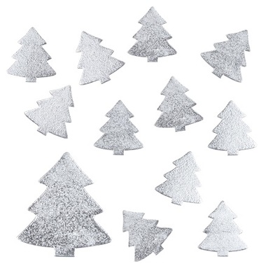 Wooden Trees 3 cm, 12 Pcs, Silver