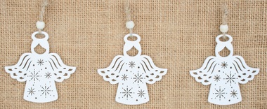 Hanging Wooden Angel 6 cm, 3 pcs