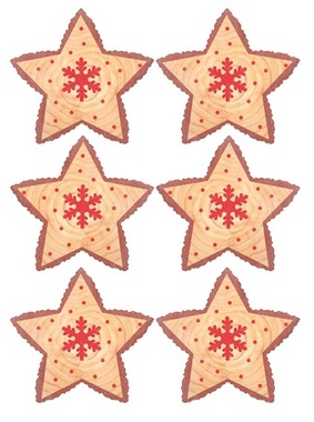 Wooden Star w/Tape 4,5 cm, 6 pcs