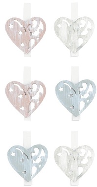 Wooden Heart on Peg 4 cm, 6 pcs