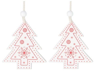 Hanging Wooden Trees White 8 cm, 2 pcs 