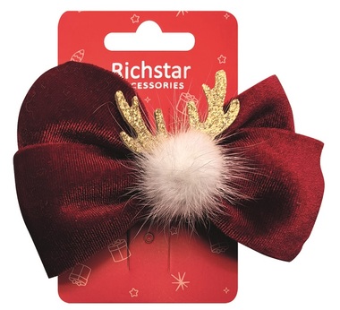 Hair Bow Velvet, Christmas Motif 11 x 8 cm