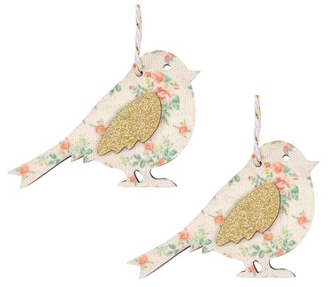 Wooden Bird for hanging 8 x 5 x 0,5 cm, 2 pcs