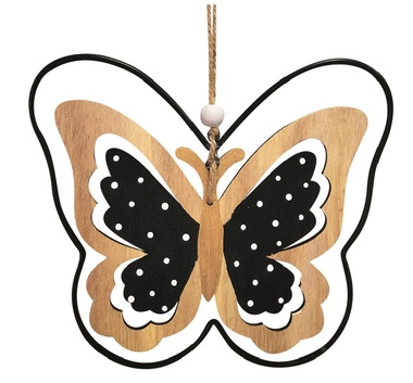 Wooden Butterfly with Metal Element for hanging 17 x 14,5 x 0,5 cm