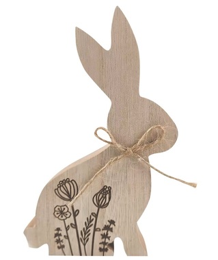 Wooden Bunny with Meadow Decor to stand 9.5 x 15 x 2 cm