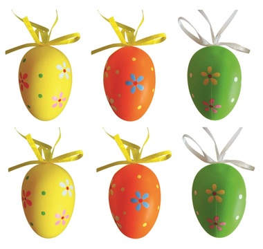 Plastic Eggs for hanging 6 cm, 6 pcs in a Bag