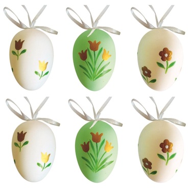 Plastic Eggs for hanging 6 cm, 6 pcs in a Bag