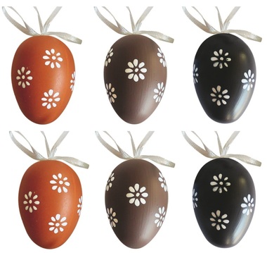 Plastic Eggs Brown for hanging 6 cm, 6 pcs in a Bag