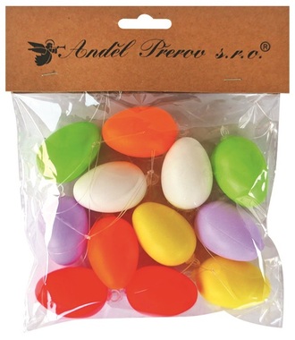 Colored Plastic Eggs for hanging, 4 cm, 12 pcs in a Bag