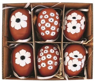 Plastic Eggs Brown for hanging 6 cm, 6 pcs in a Box