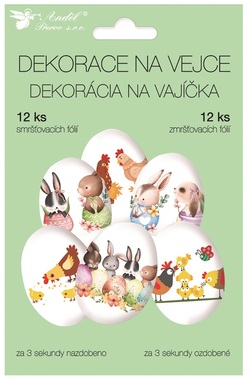 Egg Shrink Decoration with Easter Animals 12 pcs