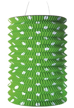 Lantern Polka Dots Cylinder Green 15 cm