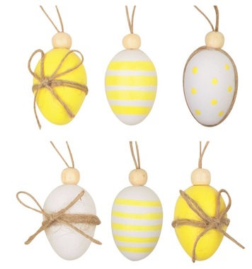 Hanging Plastic Eggs 4 cm, 6 pcs in polybag 