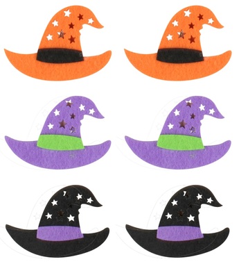 Felt witches hats on peg 5,5 cm, 6 pcs 