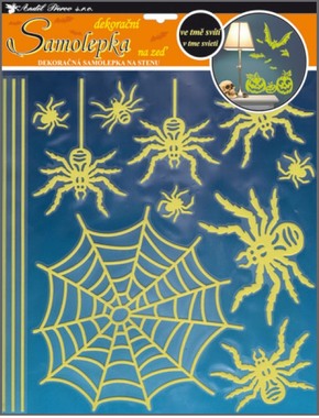 Wall Sticker Glow in the Dark, 32x31 cm, Spiders