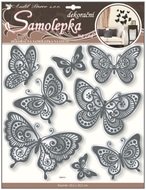 Wall Sticker 30,5x30,5cm,Mirror effect&Black Glitter Lining,Butterflies