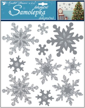 Sticker 3D, EVA, silver 31,5 x 30,5 cm, Snowflakes