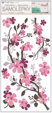 Wall Sticker 69x30 cm, Brown-pink Twig