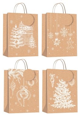 Christmas kraft bag L 26 x 32 x 12 cm