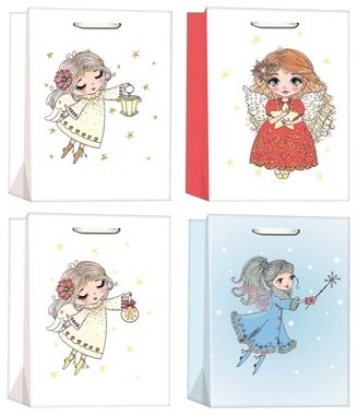 Gift bag Angels with glitter L+ 30 x 42 x 12 cm