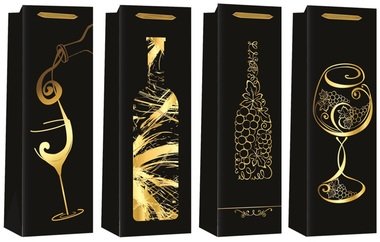 Bottle bag with gold embossing 12 x 36 x 9 cm