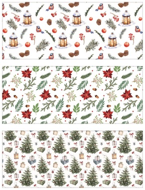 Colored Wrapping Paper, Lanterns, Trees, Christmas Roses 70g, 200x70cm