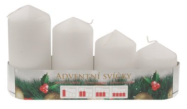 Advent Set of Candles 60, 75, 90, 105 x 50 mm, 4 pcs WHITE