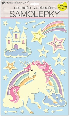 Wall Sticker Glow in the Dark 41 x 25 cm, Unicorn