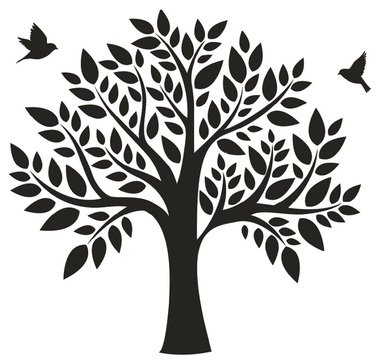 Wall Sticker Black Tree 2 Sheets 32 x 60 cm 