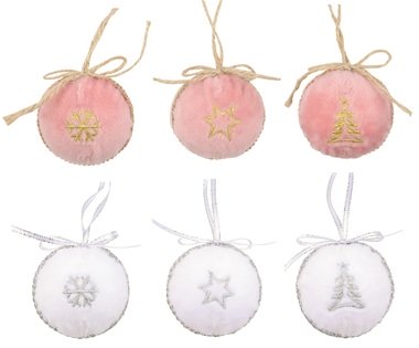 Hanging Plush Ball 5 cm, Pink/White